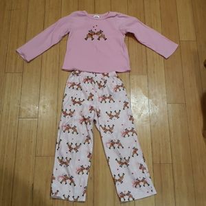Girls Pink Reindeer Pajamas Size 6/6xS